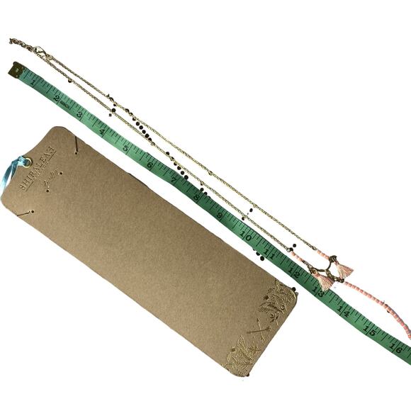 SHIRALEAH New Gold Amalia Peach Pink Beaded Fringe Delicate Necklace NIP Anthro - Picture 5 of 5